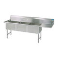 Bk Resources 23.8125 in W x 74.5 in L x Free Standing, Stainless Steel, Three Compartment Sink BKS-3-18-12-18RS
